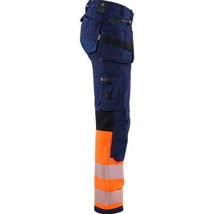 Blaklader 7193 Womens Hi Vis Trouser With 4 Way Stretch Navy Blue Hi Vis Orange Right