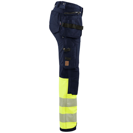 Blaklader 7193 Womens Hi Vis Trouser With 4 Way Stretch Navy Blue Hi Vis Yellow Right