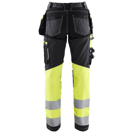 Blaklader 7196 Womens Hi Vis Trousers With Stretch Black Hi Vis Yellow Back