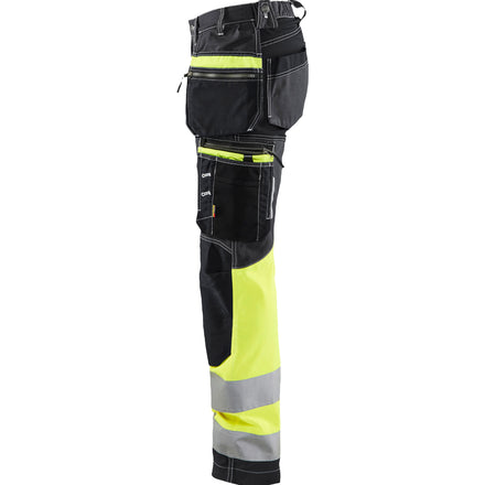 Blaklader 7196 Womens Hi Vis Trousers With Stretch Black Hi Vis Yellow Left
