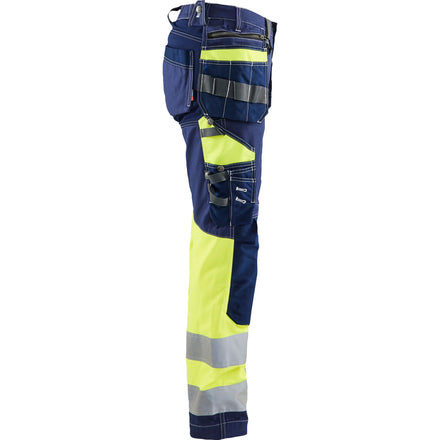 Blaklader 7196 Womens Hi Vis Trousers With Stretch Navy Blue Hi Vis Yellow Right
