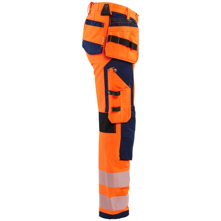 Blaklader 7197 Womens Hi Vis Trousers With 4 Way Stretch Hi Vis Orange Navy Blue Right