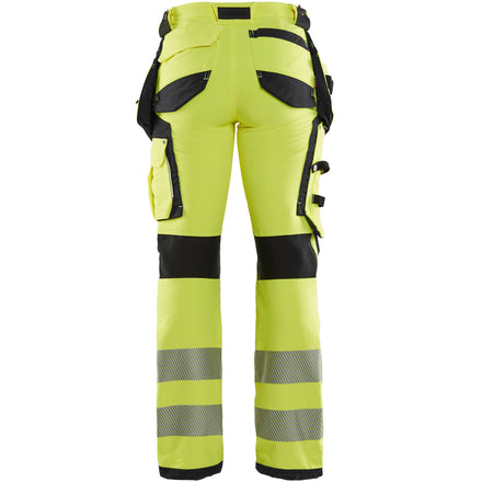 Blaklader 7197 Womens Hi Vis Trousers With 4 Way Stretch Hi Vis Yellow Black Back