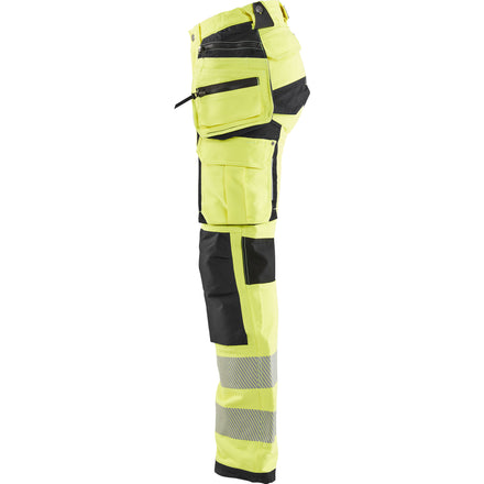 Blaklader 7197 Womens Hi Vis Trousers With 4 Way Stretch Hi Vis Yellow Black Left