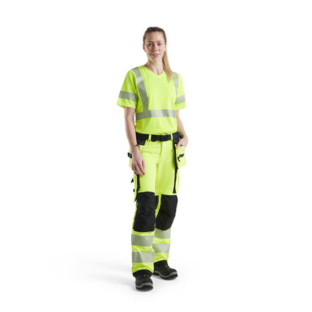 Blaklader 7197 Womens Hi Vis Trousers With 4 Way Stretch Hi Vis Yellow Black Model