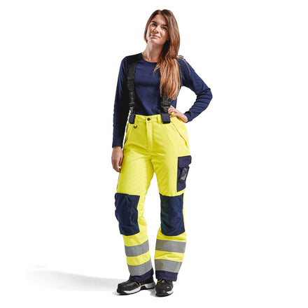 Blaklader 7885 Womens Hi Vis Winter Trousers Hi Vis Yellow Navy Blue Model
