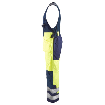 Blaklader 8504 Hi Vis Sleeveless Winter Overalls Hi Vis Yellow Navy Blue Left