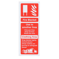 Fire Blanket ID Sign Rigid Plastic Portrait - 75mm x 200mm - 106R