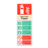 Fire Extinguisher Multi Class Foam ID Sign Rigid Plastic Portrait - 75mm x 200mm - 107R