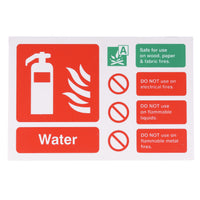 Fire Extinguisher Water ID Sign Rigid Plastic Landscape - 100mm x 150mm - 111R
