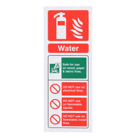 Fire Extinguisher Water ID Sign Rigid Plastic Portrait - 75mm x 200mm - 101R