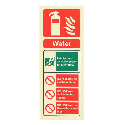 Fire Extinguisher Water ID Sign Rigid Plastic Portrait - 75mm x 200mm - 101R