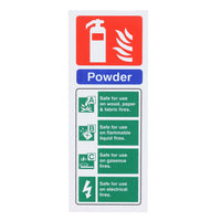 Fire Extinguisher Powder ID Sign Rigid Plastic Portrait - 75mm x 200mm - 104R