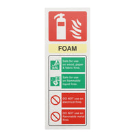 Fire Extinguisher Foam ID Sign Rigid Plastic Portrait - 75mm x 200mm - 102R