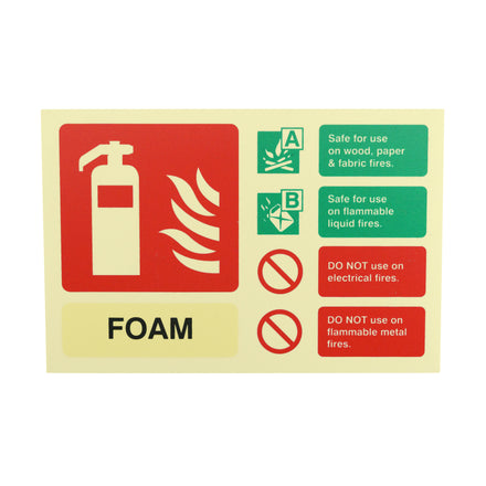 Fire Extinguisher Foam ID Sign Rigid Plastic Landscape - 100mm x 150mm - 112R
