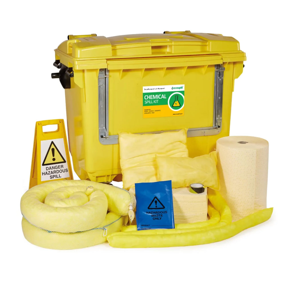 Ecospill Chemical Spill Kit 4 Wheeled Drop Front Bin