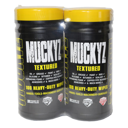Fentex 2 Litre Twin Packs of 100 Large (20cm x 30cm) Muckyz Heavy Duty Textured Wipes for Hands Tools and Machinery (Full Box of 6)