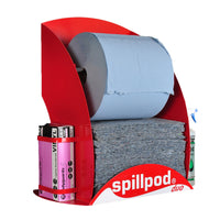 Fentex Spillpod® Duo with Blue 2-ply 1000 Sheet Paper Roll 50 EVO Absorbent Pads Box of Gloves and 1 Litre of Degreaser