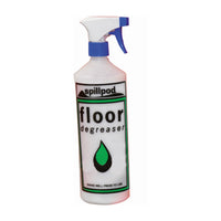 Spray bottle labeled 'spillpod floor degreaser' on a white background