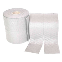 Two rolls of white paper towels on a white background