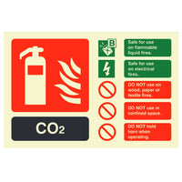 Fire Extinguisher Co2 ID Sign Rigid Plastic Landscape - 100mm x 150mm - 113R