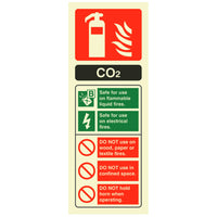 Fire Extinguisher Co2 ID Sign Rigid Plastic Portrait - 75mm x 200mm - 103R