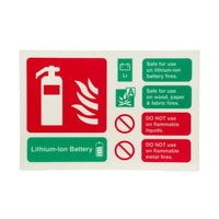 Fire Extinguisher Lithium-Ion Battery Sign Photoluminescent Landscape - 100mm x 150mm - SN-LI-159-PHL