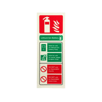 Fire Extinguisher Lithium-Ion Battery Sign Photoluminescent Portrait - 75mm x 200mm - SN-LI-119-PHL