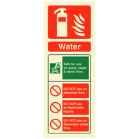 Fire Extinguisher Water ID Sign Rigid Plastic Portrait - 75mm x 200mm - 101R