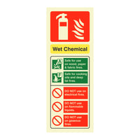 Fire Extinguisher Wet Chem ID Sign Rigid Plastic Portrait - 75mm x 200mm - 105R