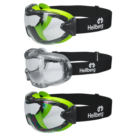 Hellberg Neon Safety Goggles - Choice of Lens | Anti-Fog & Anti-Scratch Coated (by Snickers)