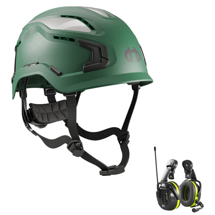 Hellberg Sector Ear Defenders Vented Hard Hat Kit | Green