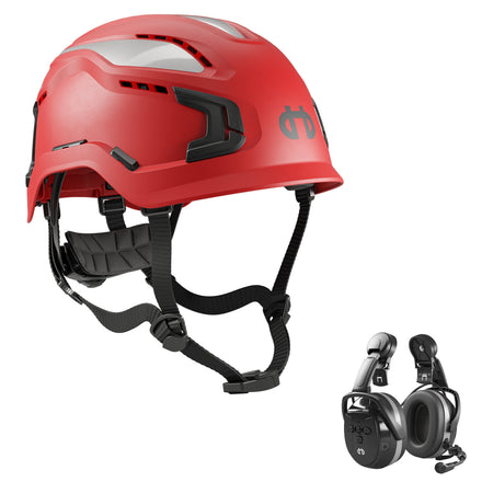 Hellberg Sector Ear Defenders Vented Hard Hat Kit | Red