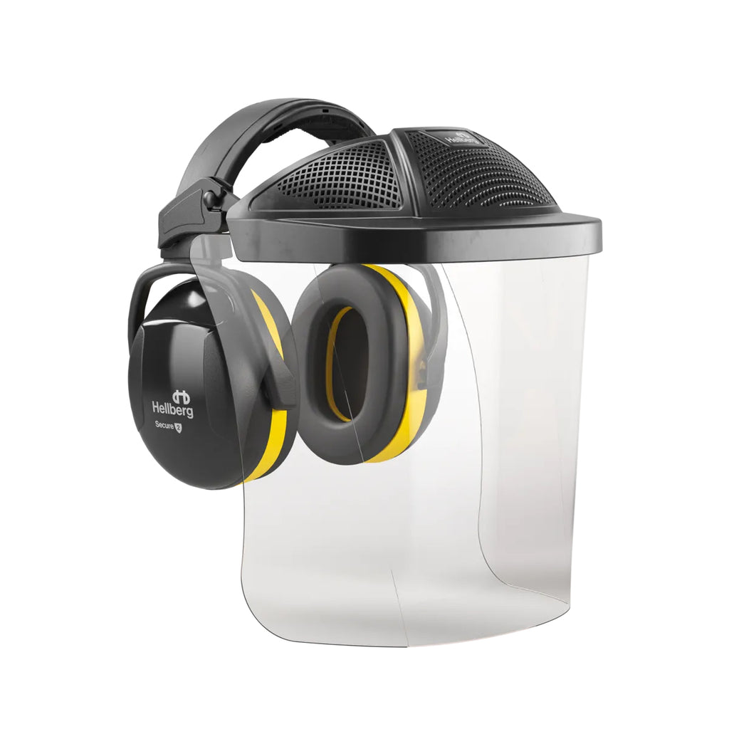 Hellberg Secure 2 Headband Style Ear Defenders & Clear Polycarbonate Visor Set - SNR 30 | 44102-001 (by Snickers)