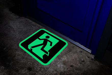 Heskins H7801L - Glow In The Dark Floor Signs - Exit Left