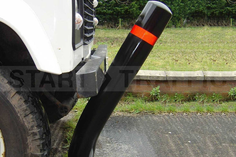 Bollard Being Flexed by Land Rover