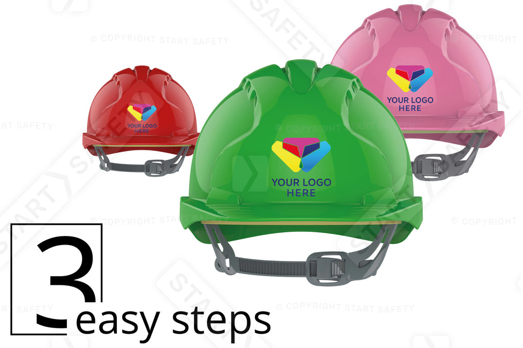 JSP EVO3 Custom Branded Safety Helmet Mid Peak Wheel Ratchet Vented | Black