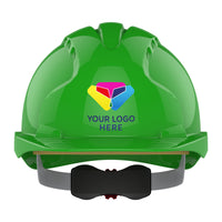 JSP EVO3 Custom Branded Safety Helmet Mid Peak Wheel Ratchet Vented | Green