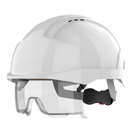 JSP EVO VISTAlens Wheel Ratchet Safety Helmet Vented (White/White)