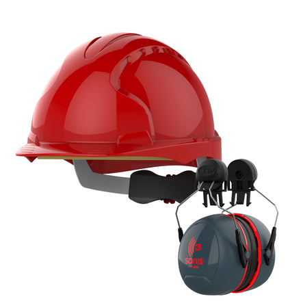 JSP EVO3 With Sonis Ear Defenders Hard Hat Kit | Red