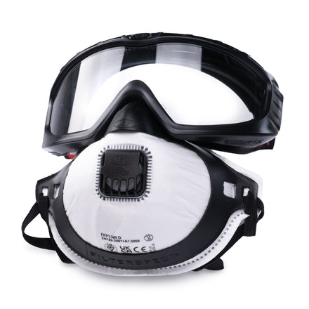 JSP Filterspec Pro Goggle & FFP3V Valved Mask (Inc 3 Filters) | AGE130-201-100