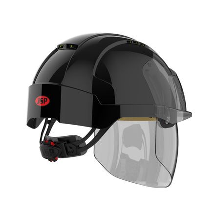 black safety helmet with face shield right side picture