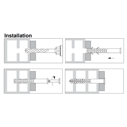 16mm x 240mm Nylon Frame Fixing With Flanged Head (10 Pack)