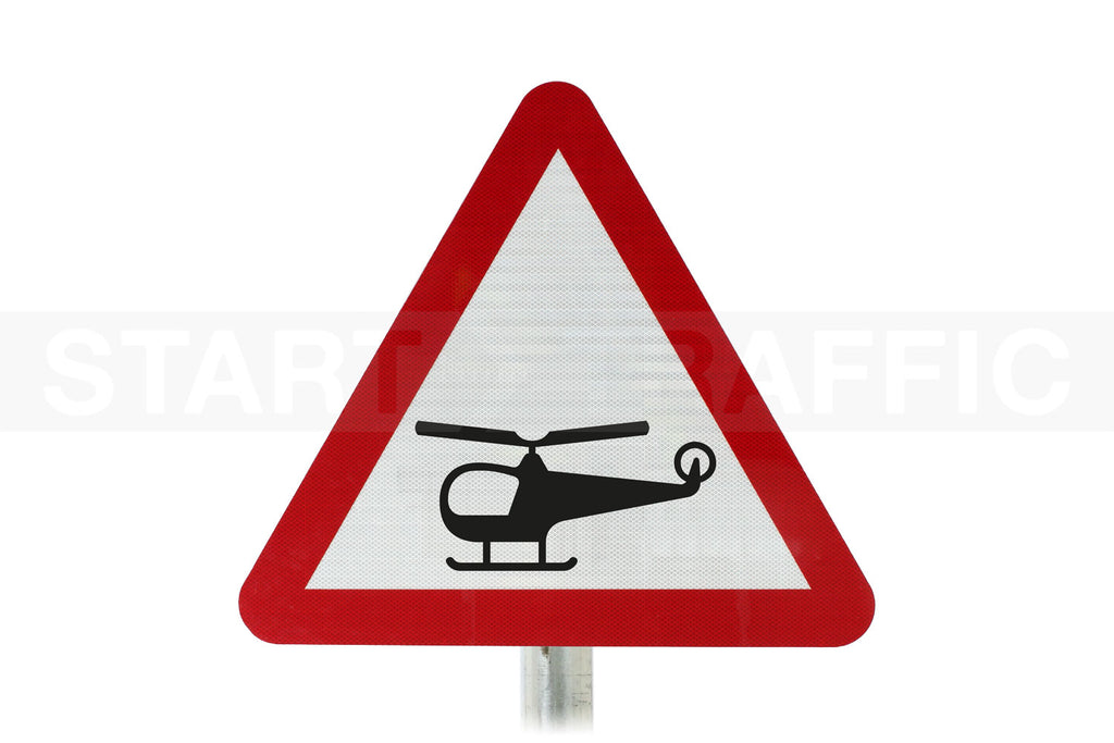 Low-Flying Helicopters Road Post Mounted Sign - Dia 558.1 R2/RA2 (Face Only)