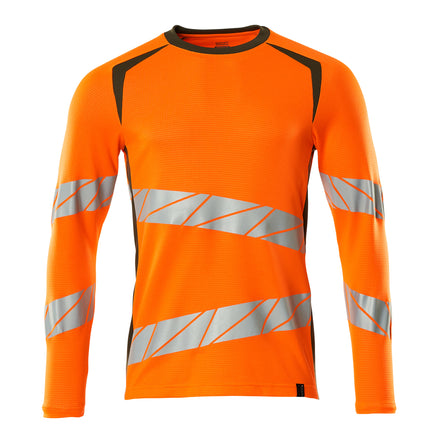 Mascot 19081 771 1433 T Shirt Long Sleeved Hi Vis Orange Moss Green Front
