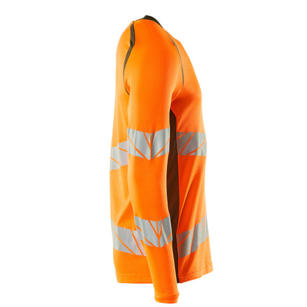 Mascot 19081 771 1433 T Shirt Long Sleeved Hi Vis Orange Moss Green Right