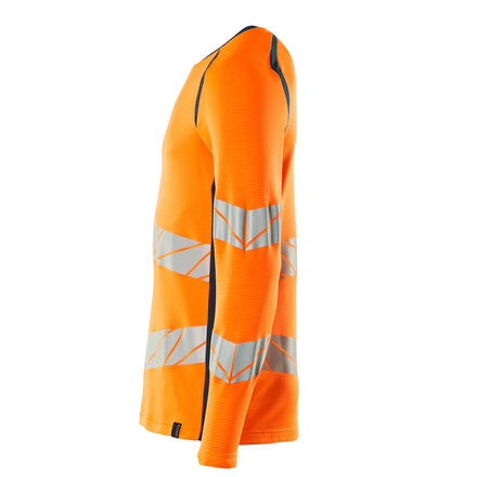 Mascot 19081 771 1444 T Shirt Long Sleeved Hi Vis Orange Dark Petroleum Left
