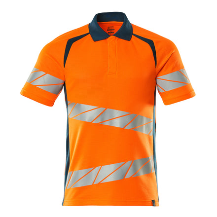 Mascot 19083 771 1444 Polo Shirt Hi Vis Orange Dark Petroleum Front