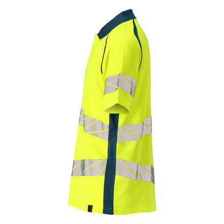 Mascot 19083 771 1744 Polo Shirt Hi Vis Yellow Dark Petroleum Left