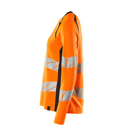 Mascot 19091 771 14010 T Shirt Long Sleeved Hi Vis Orange Dark Navy Left